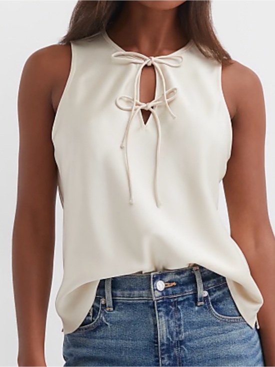 LOFT Tops - LOFT Sleeveless Tie-Neck Camisole in Cream